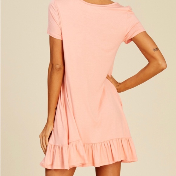 SOLD!!! *ONLY ONE LARGE LEFT!!* Peach Ruffle Dress - Picture 3 of 3